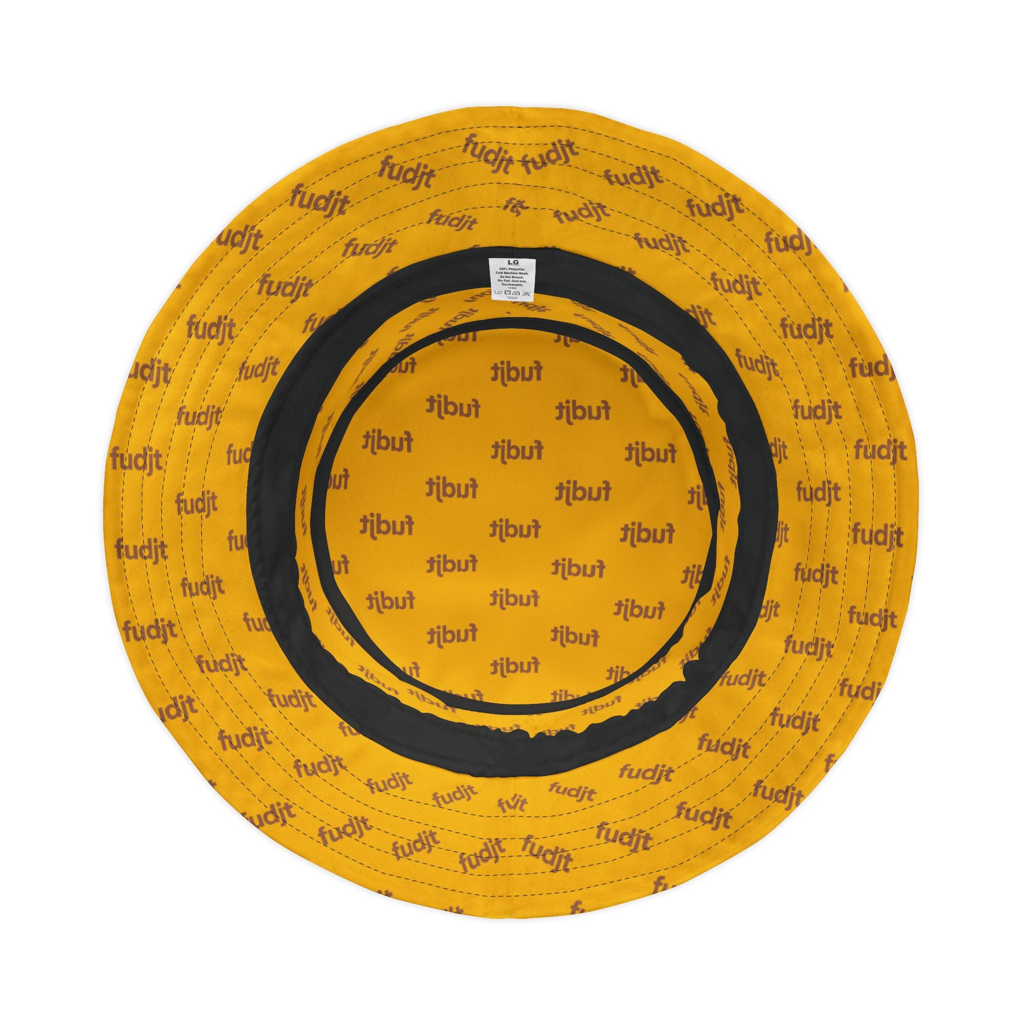 Trendy Brown fudjt All Over on Yellow Bucket Hat