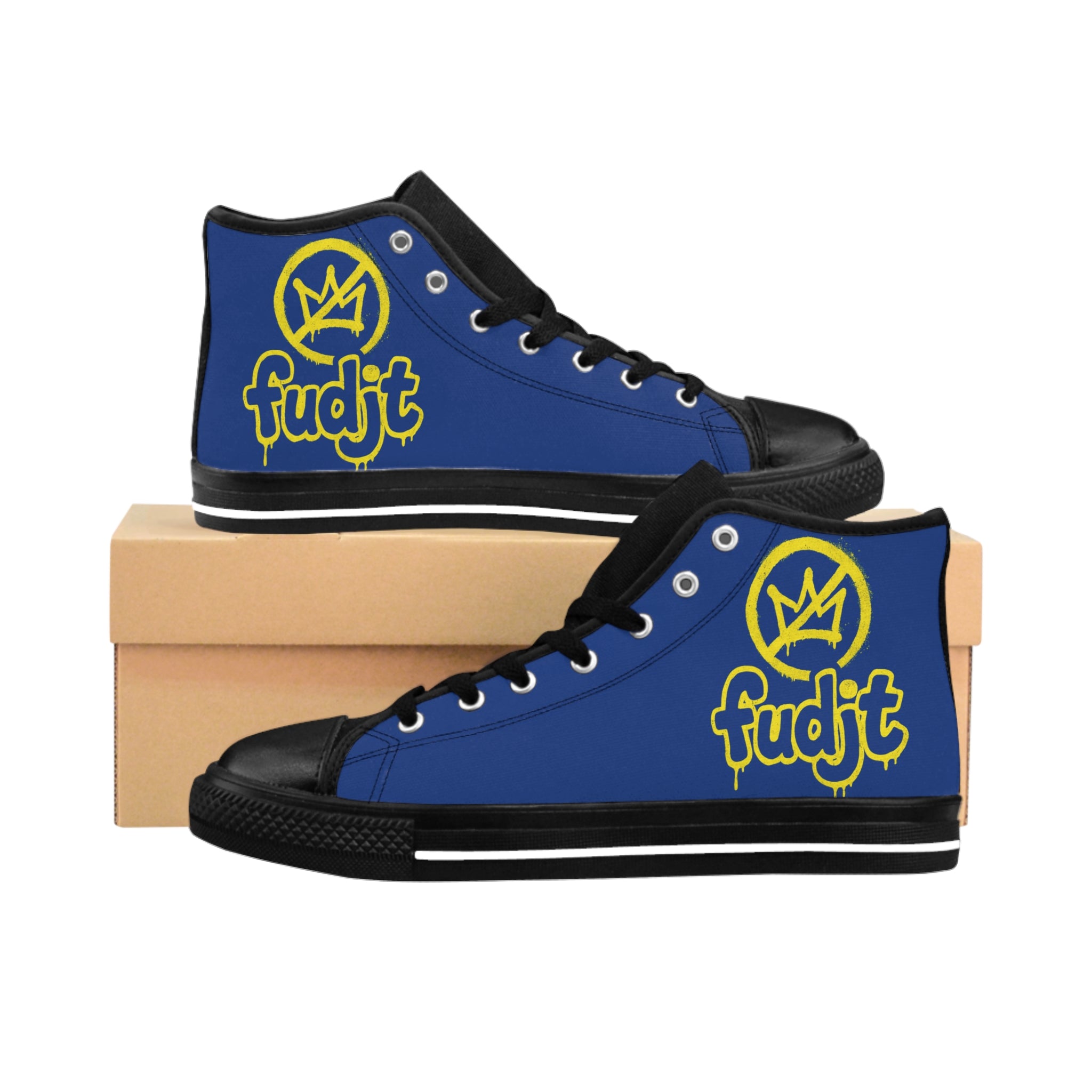 Dark Blue Golden fudjt No Kings Street Style Sneakers | Women & Girls 3.75 High Top