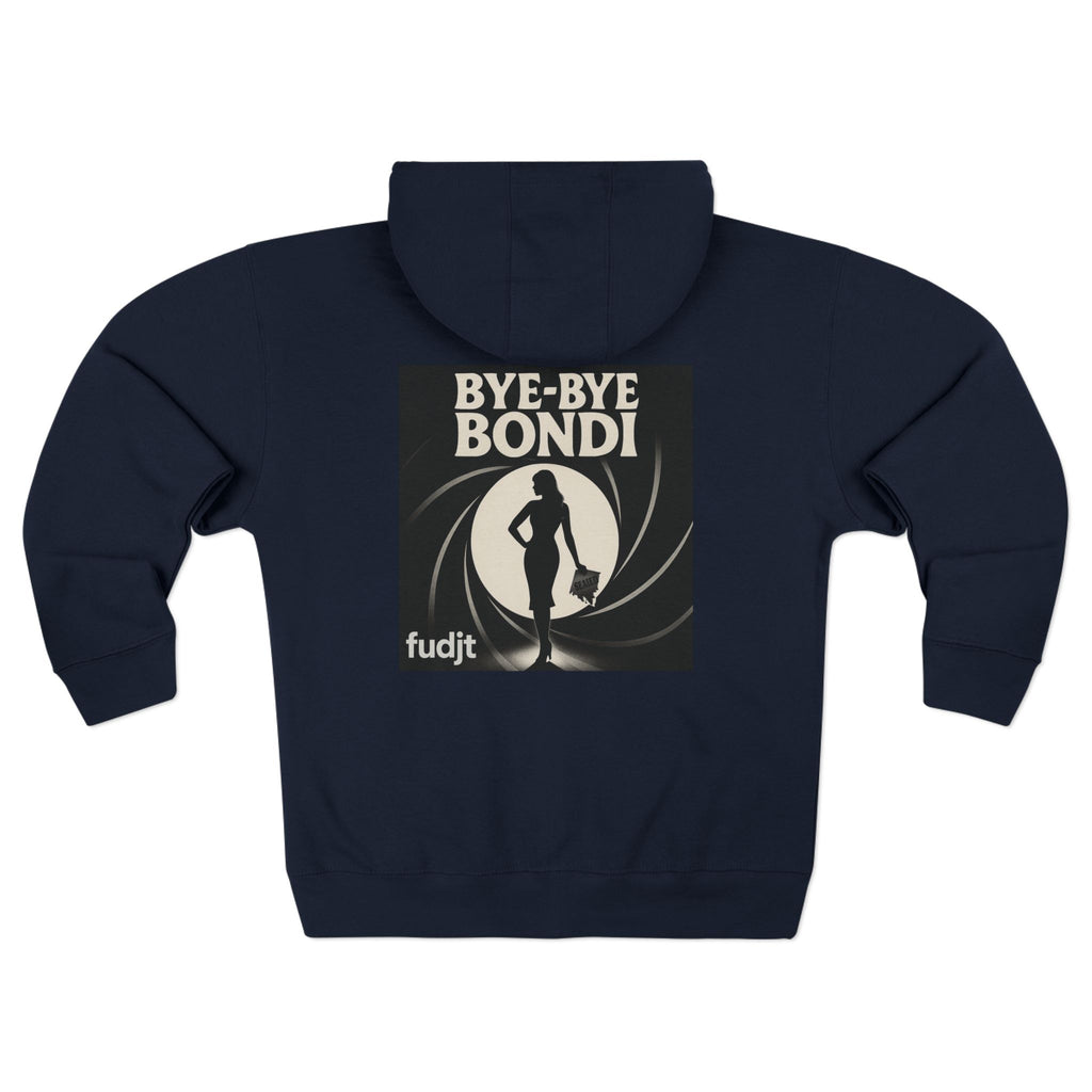 Bye-Bye Bondi | Black Square fudjt Circle Front, Smoke Screen Retro Backside Zip Hoodie | 8 Colors
