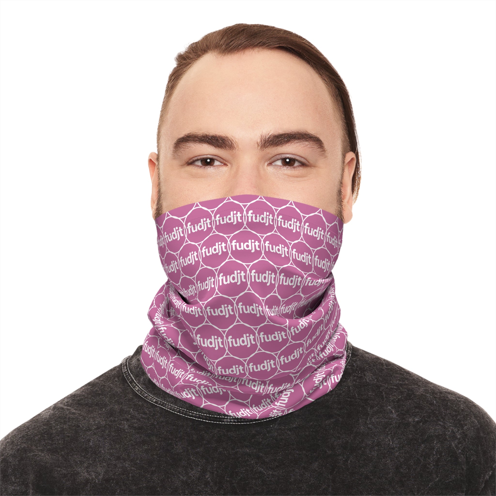 Light Pink & White fudjt Unbroken Chain 1.25 Neck Gaiter