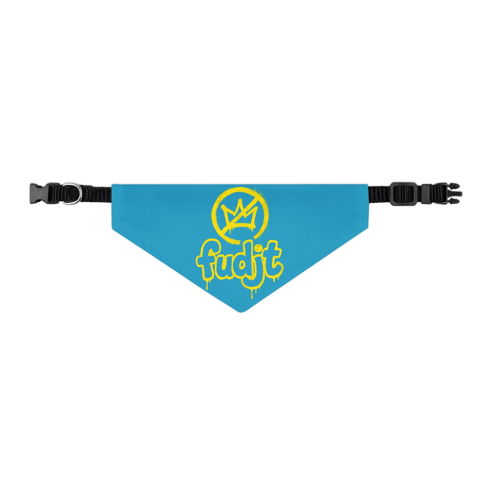 Turquoise Golden fudjt No Kings Bandana Collar for Dogs, Cats & More | 4 Sizes