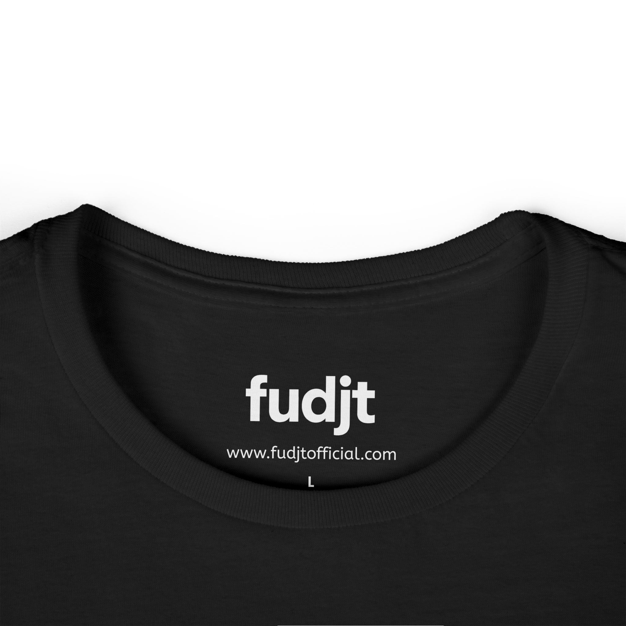 Women's White fudjt logo Comfy Stylie Tee | 12 Colors