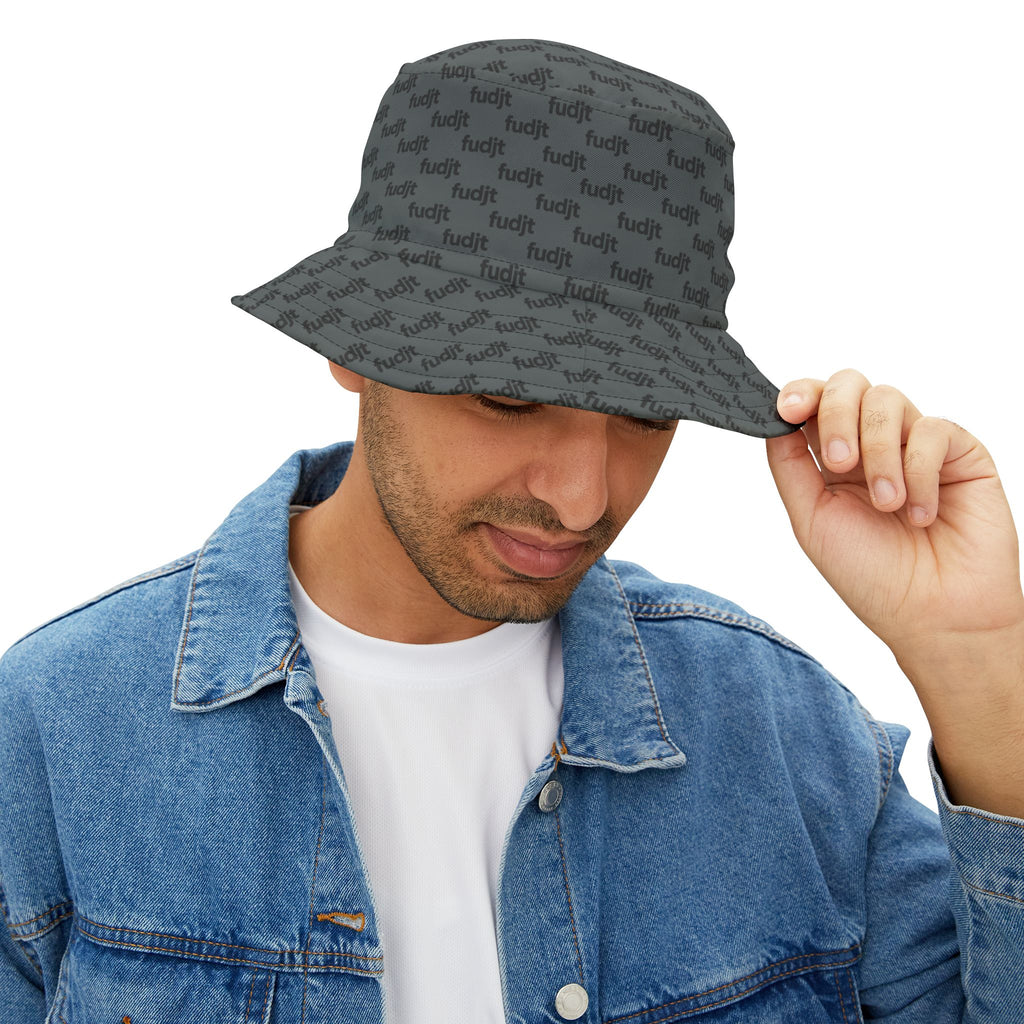 Trendy Black fudjt All Over Dark Gray Bucket Hat