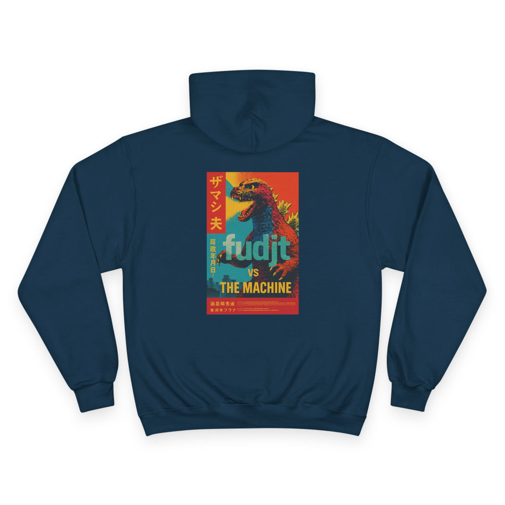Monster Power Champion Hoodie - Retro Godzilla | fudjt vs. The Machine | Blue fudjt | 7 Colors