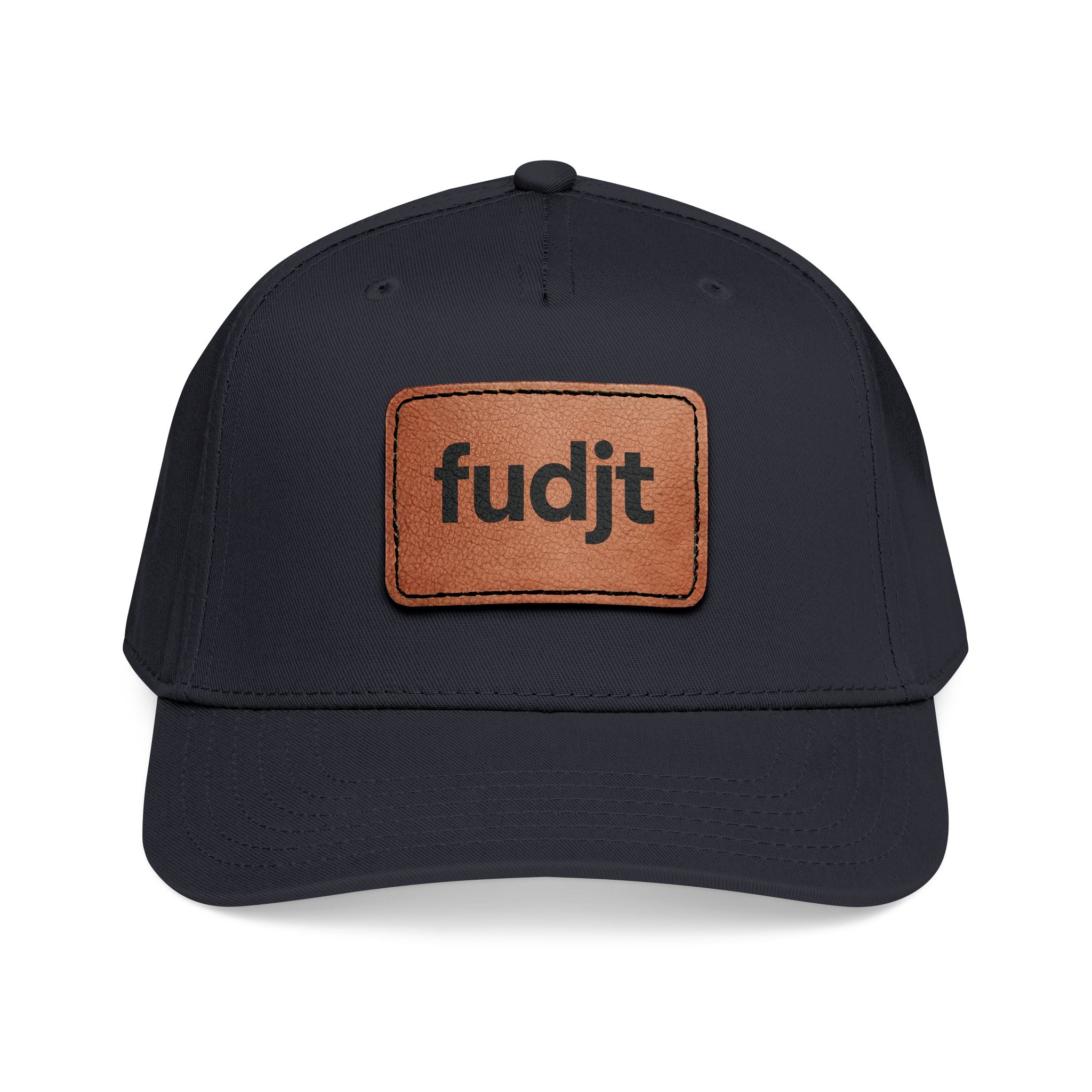 fudjt Leather Patch Baseball Cap — Mid Profile Trucker Hat | 14 Solid Colors