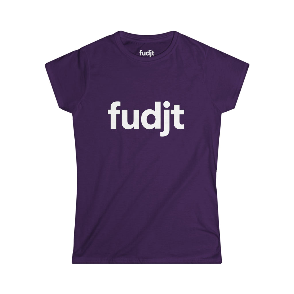 Women's White fudjt logo Comfy Stylie Tee | 12 Colors