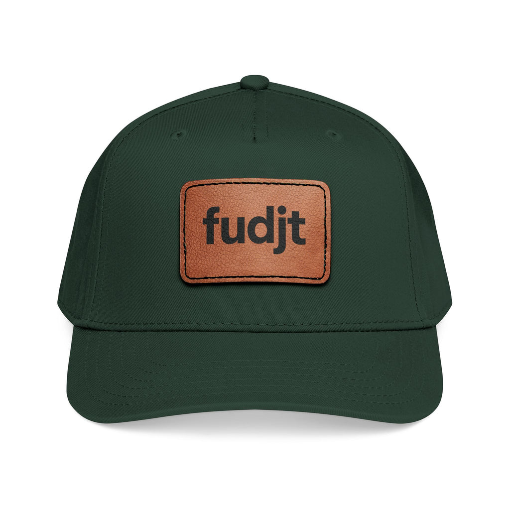 fudjt Leather Patch Baseball Cap — Mid Profile Trucker Hat | 14 Solid Colors