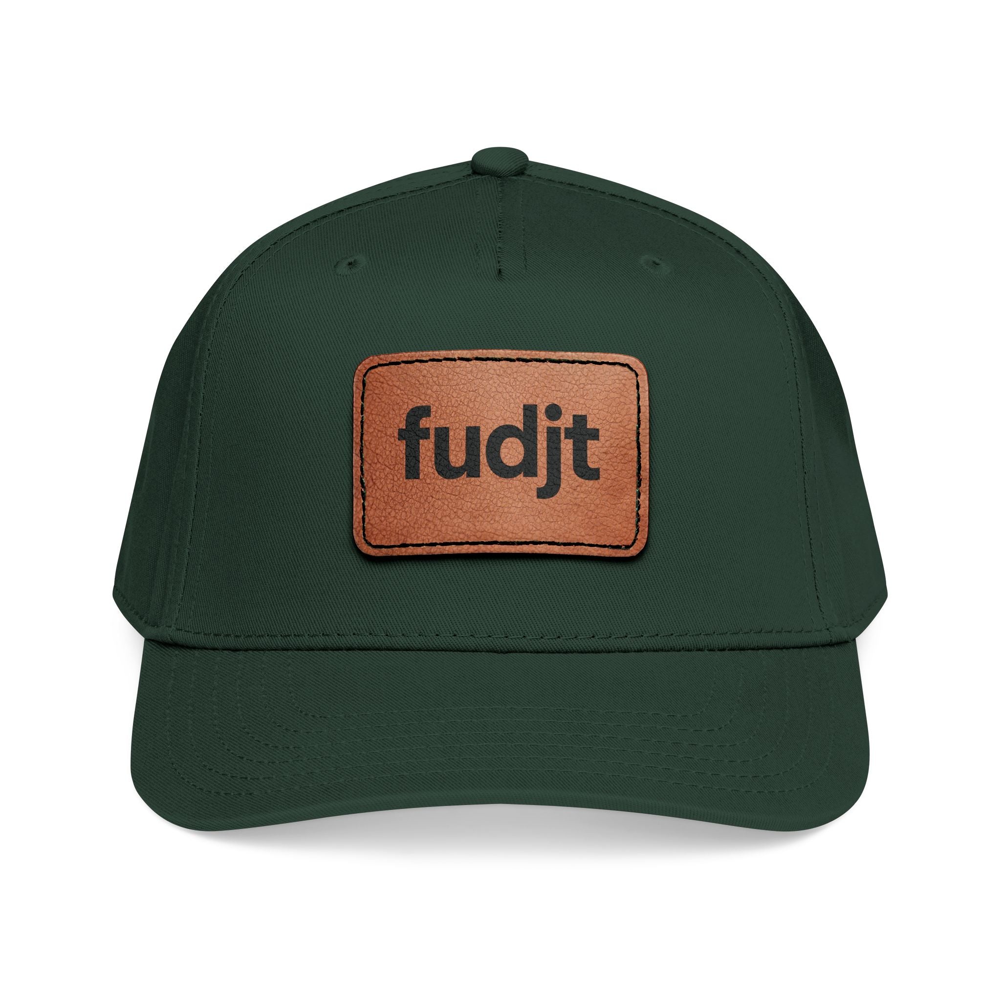 fudjt Leather Patch Baseball Cap — Mid Profile Trucker Hat | 14 Solid Colors