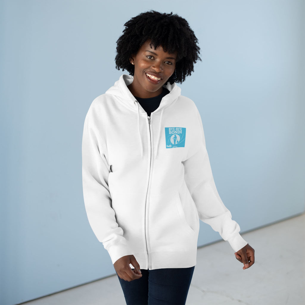 Bye-Bye Bondi | Blue Smoke Screen Retro fudjt Zip Hoodie | Front & Back Graphic | 8 Colors