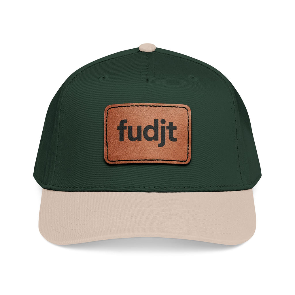 fudjt Leather Patch Baseball Cap — Mid Profile Trucker Hat | 30 Two-Tone Colors