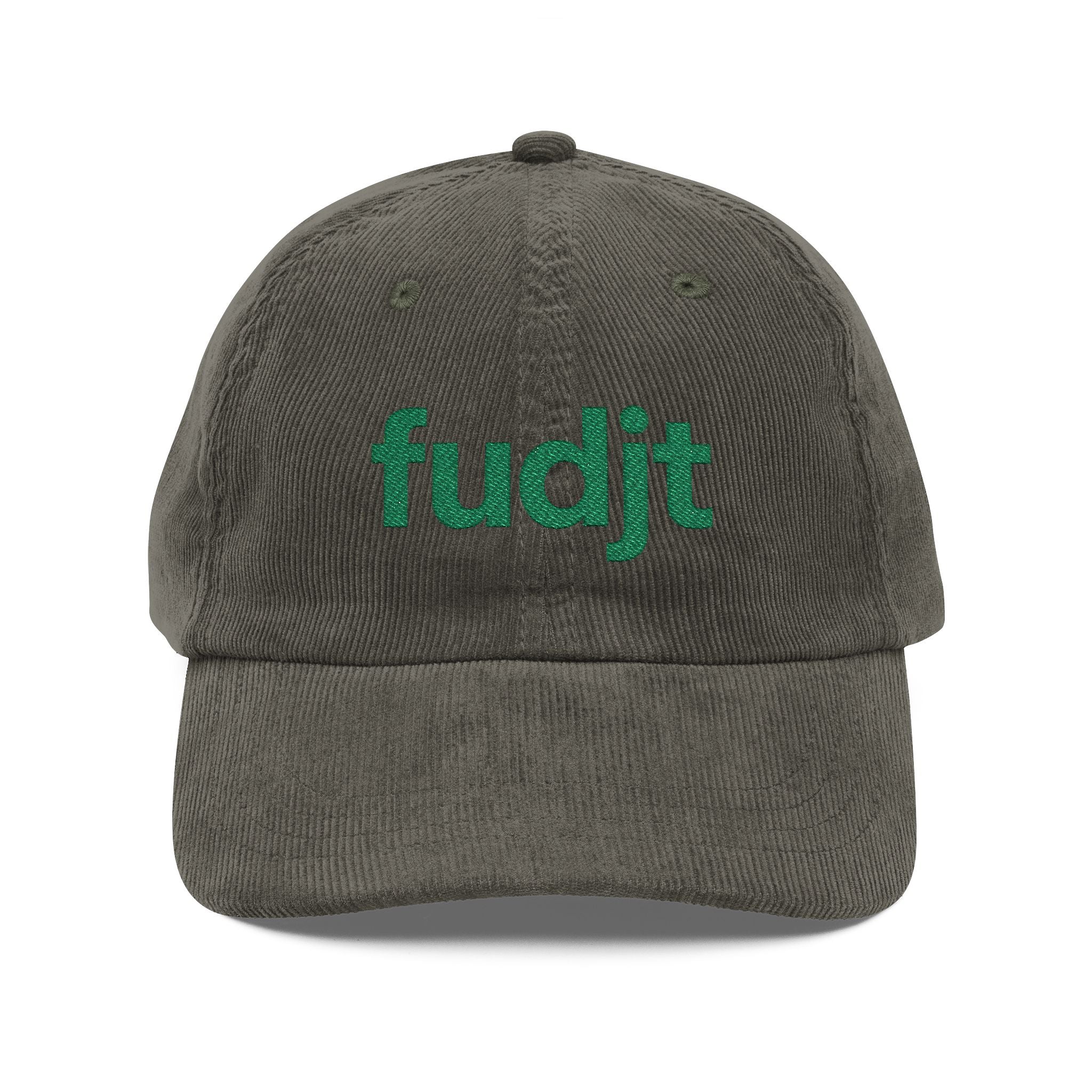 Vintage Corduroy Cap with Green fudjt Embroidery | 5 Colors