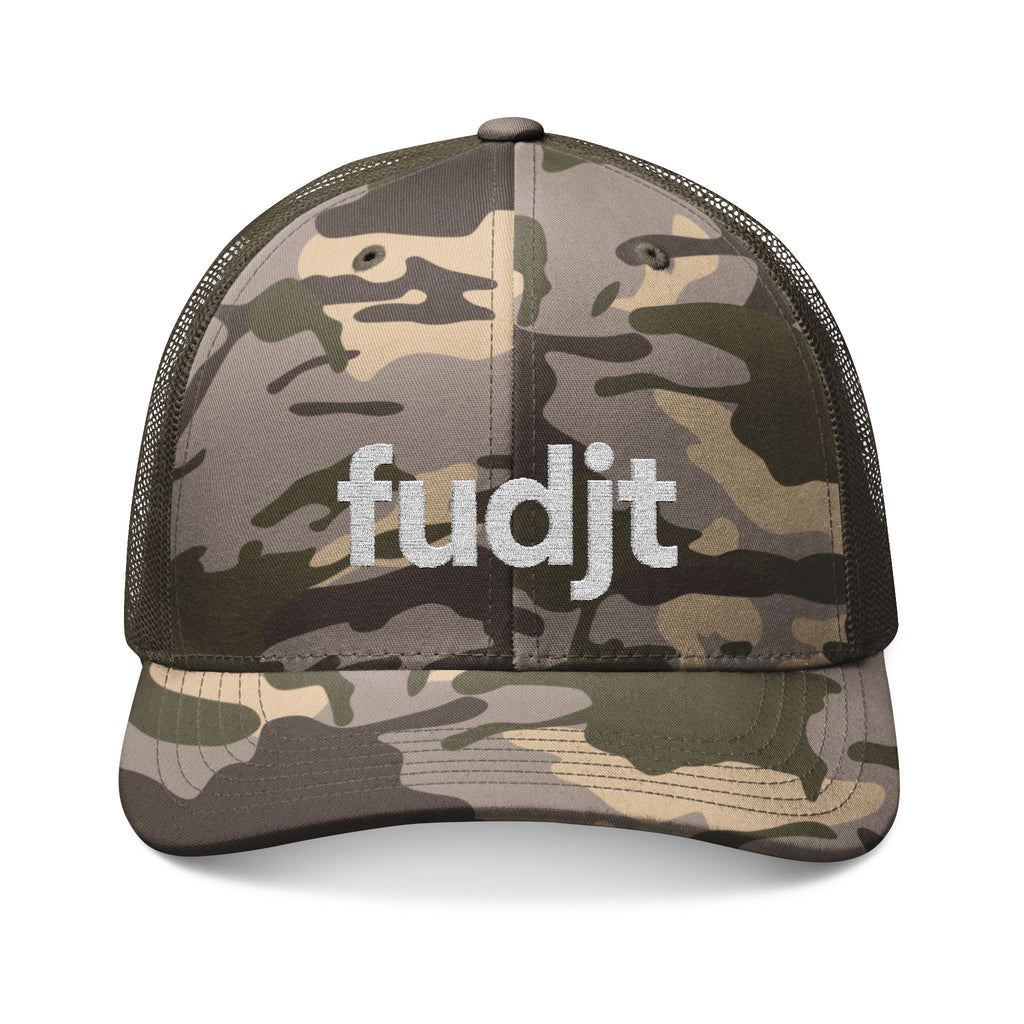 Camouflage Trucker Hat with White fudjt Logo Embroidery | 3 Colors