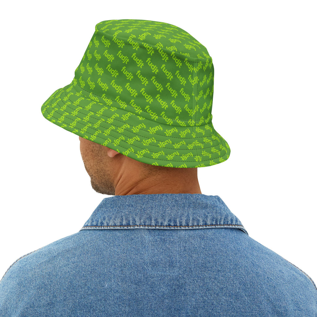 Trendy Lime Green fudjt All Over on Green Bucket Hat