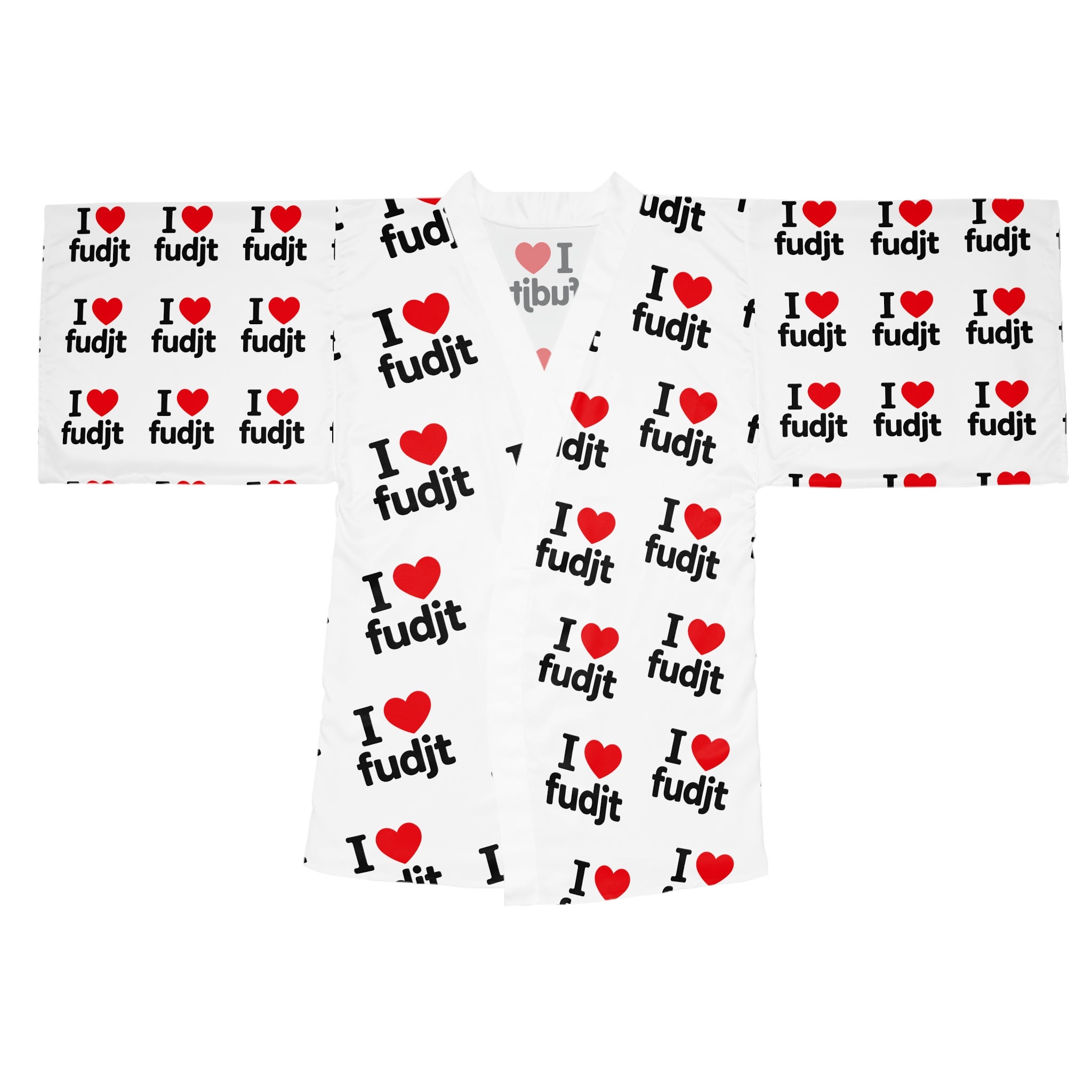 I Love Fudjt Kimono Robe | White