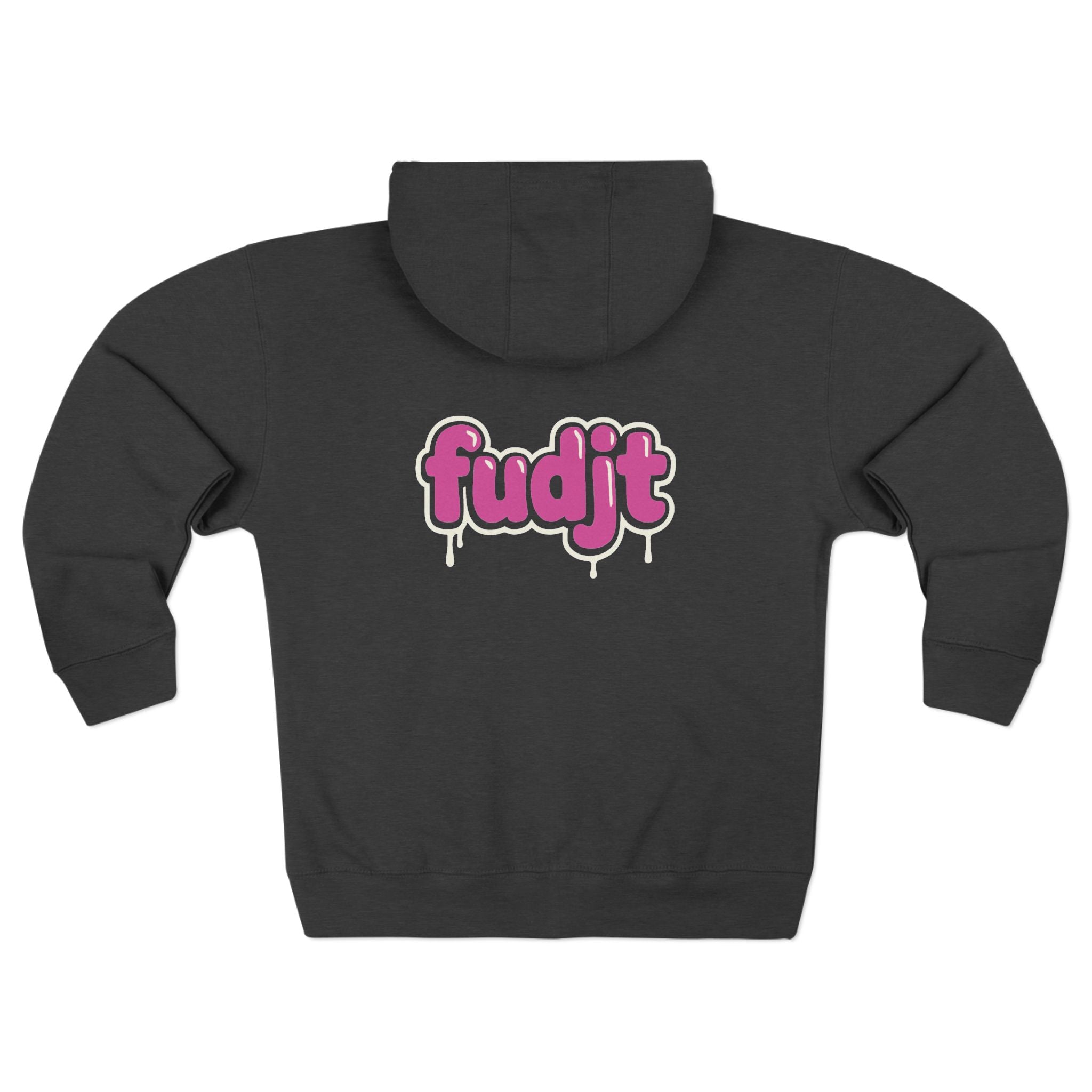 Zip Hoodie with Pink Drip fudjt | Front & Back Graphic | 8 Colors