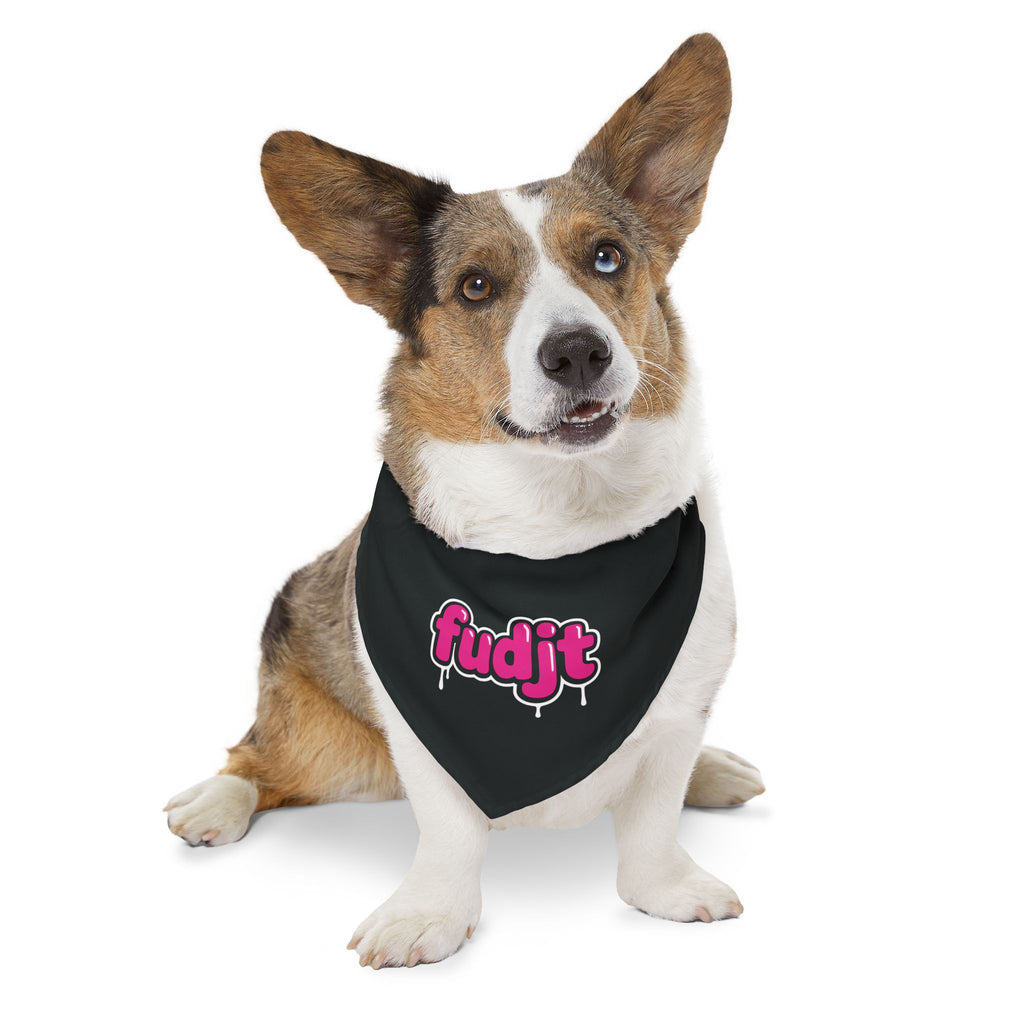 Black fudjt Pink Drip Bandana Collar for Dogs, Cats & More | 4 Sizes