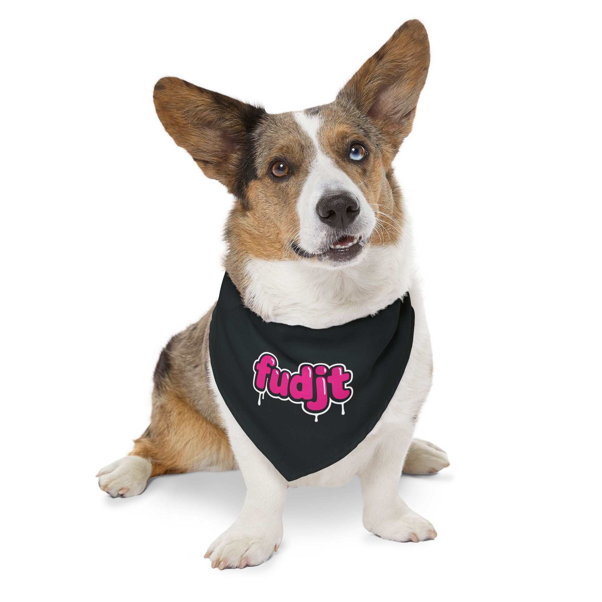 Black fudjt Pink Drip Bandana Collar for Dogs, Cats & More | 4 Sizes