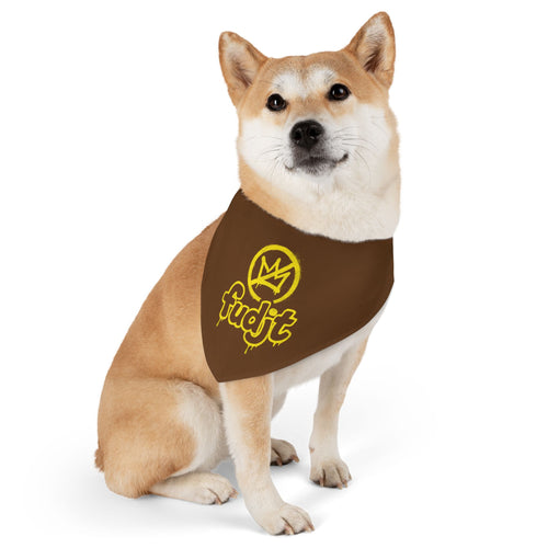 Brown Golden fudjt No Kings Bandana Collar for Dogs, Cats & More | 4 Sizes