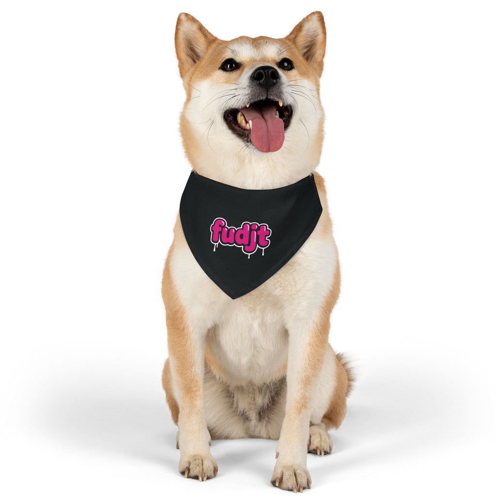 Black fudjt Pink Drip Bandana Collar for Dogs, Cats & More | 4 Sizes