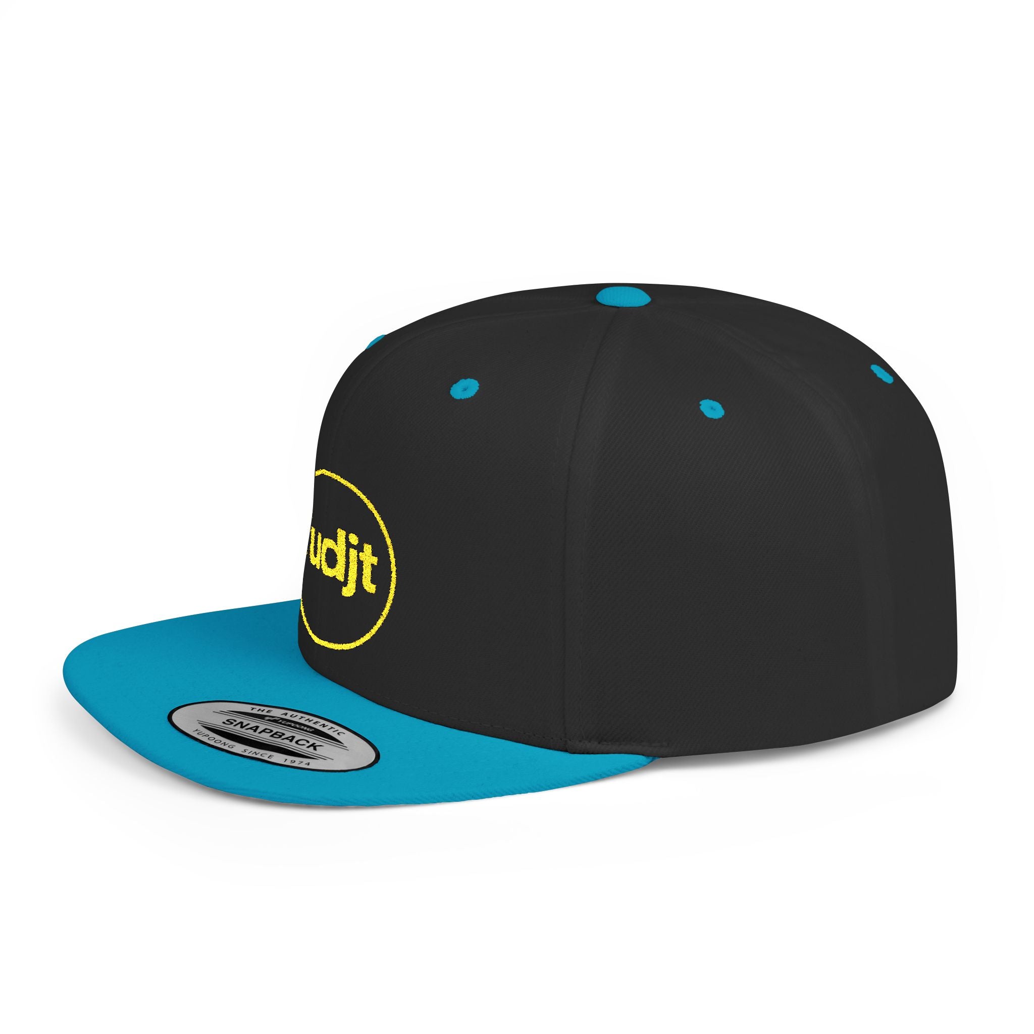 fudjt Circle Flat Bill Snapback Hat | Golden Yellow Embroidery |  14 Colors