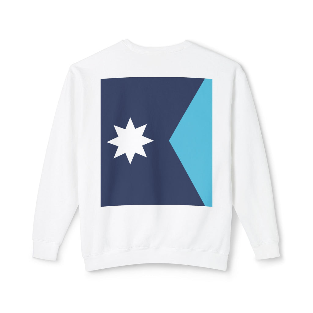 #BEGOOD Crewneck Sweatshirt — Blue Star Graphic Backside, Premium Casual Pullover | 7 Colors