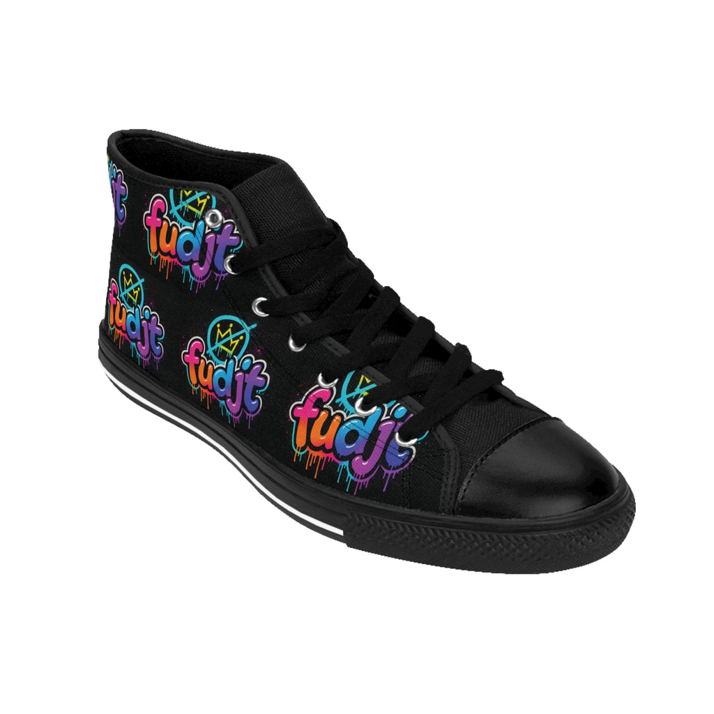 fudjt No Kings Clown Town Street Style Sneakers | Men & Boys Black All Over High Top