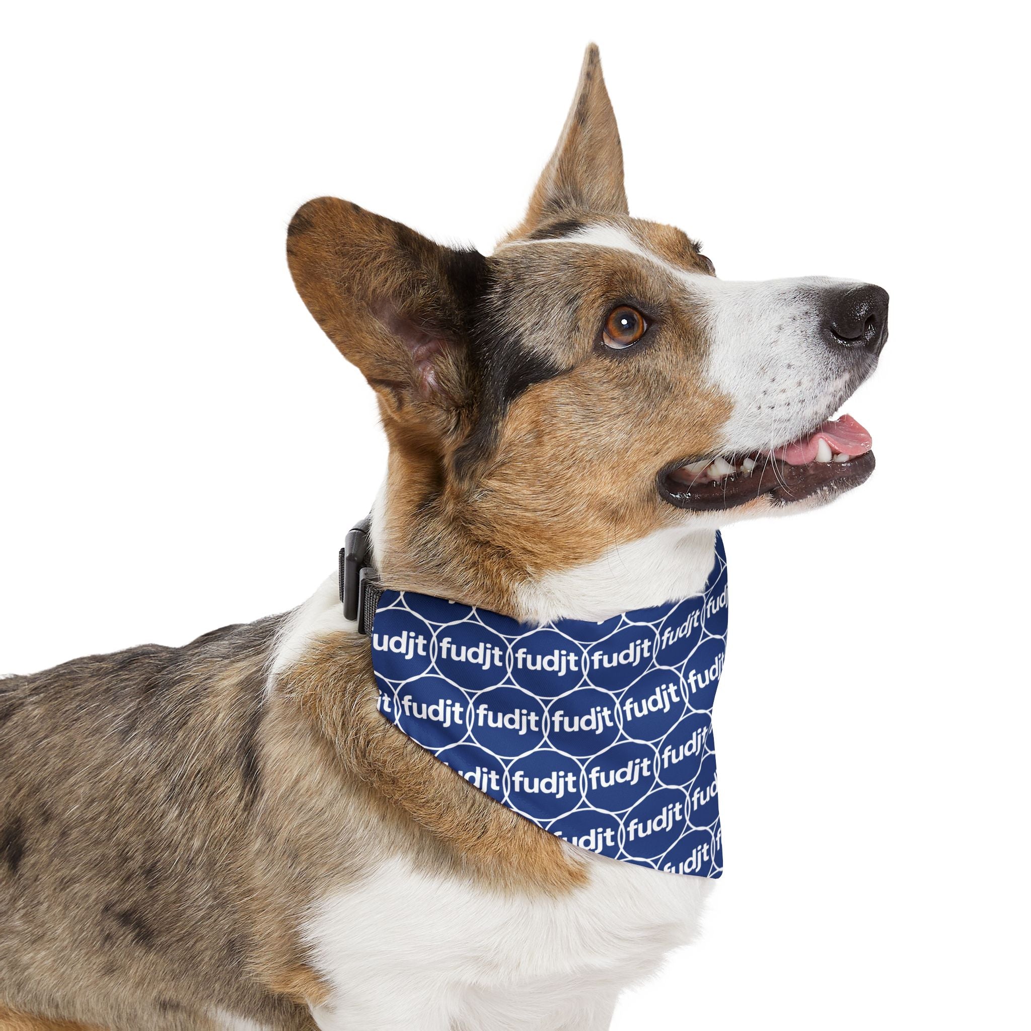 Dark Blue fudjt Unbroken Chain 1.25  Bandana Collar for Dogs, Cats & More | 4 Sizes