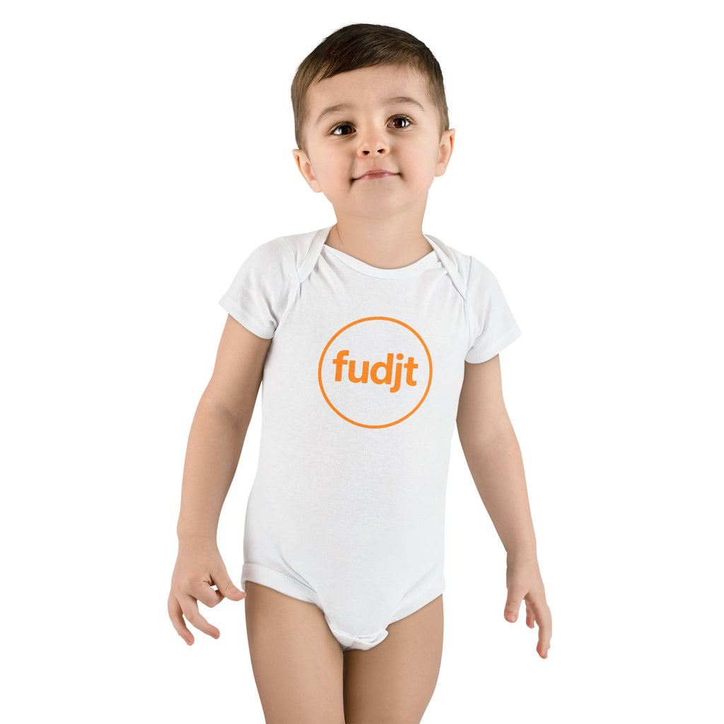 Orange fudjt Circle Baby Onesie | 4 Colors
