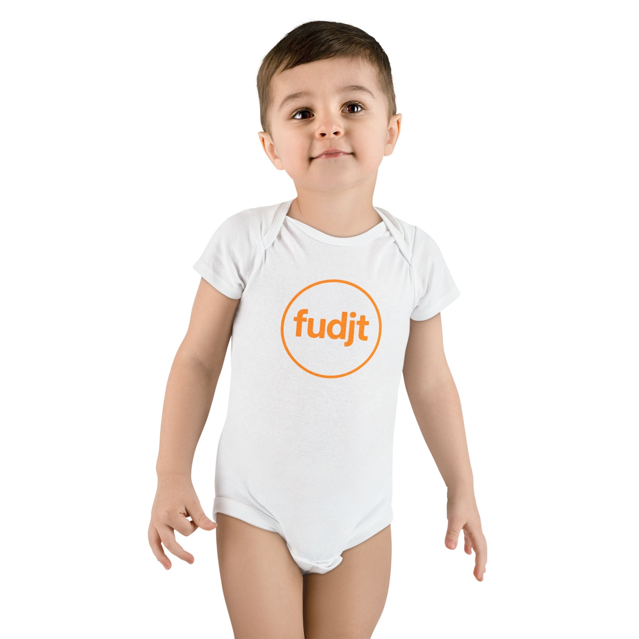 Orange fudjt Circle Baby Onesie | 4 Colors