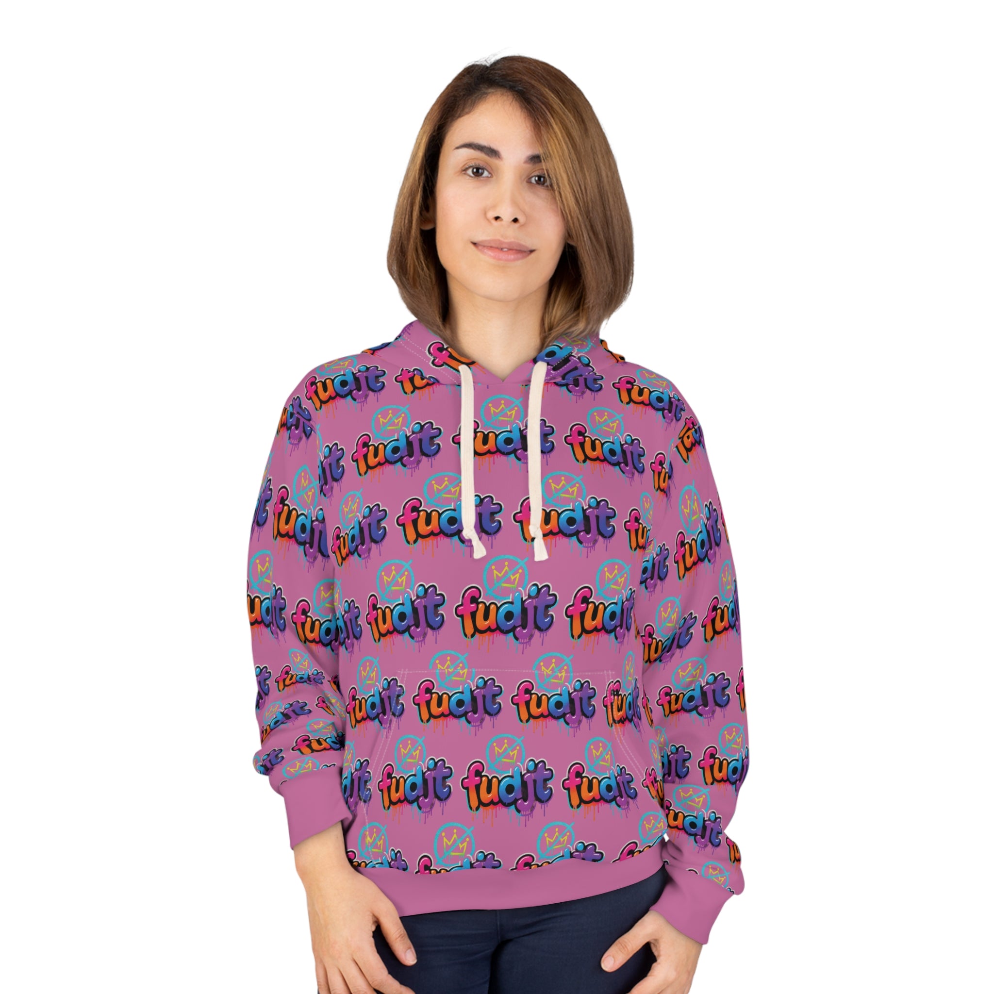 fudjt No Kings Clown Town Hoodie | All Over Light Pink 5