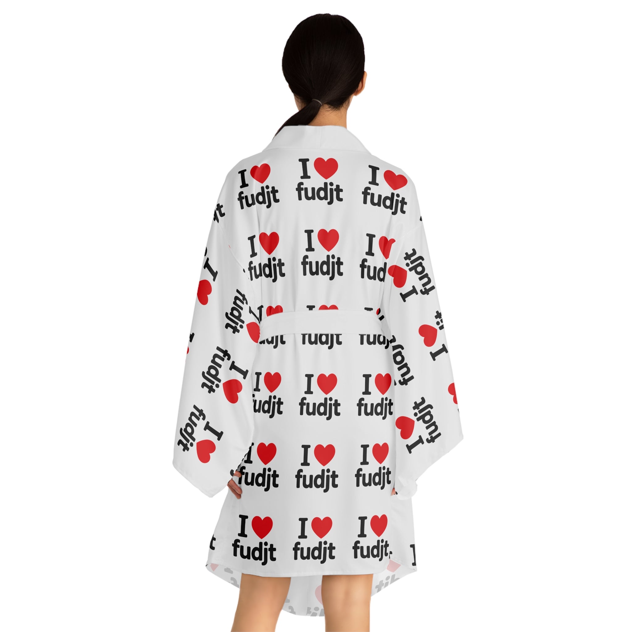 I Love Fudjt Kimono Robe | White