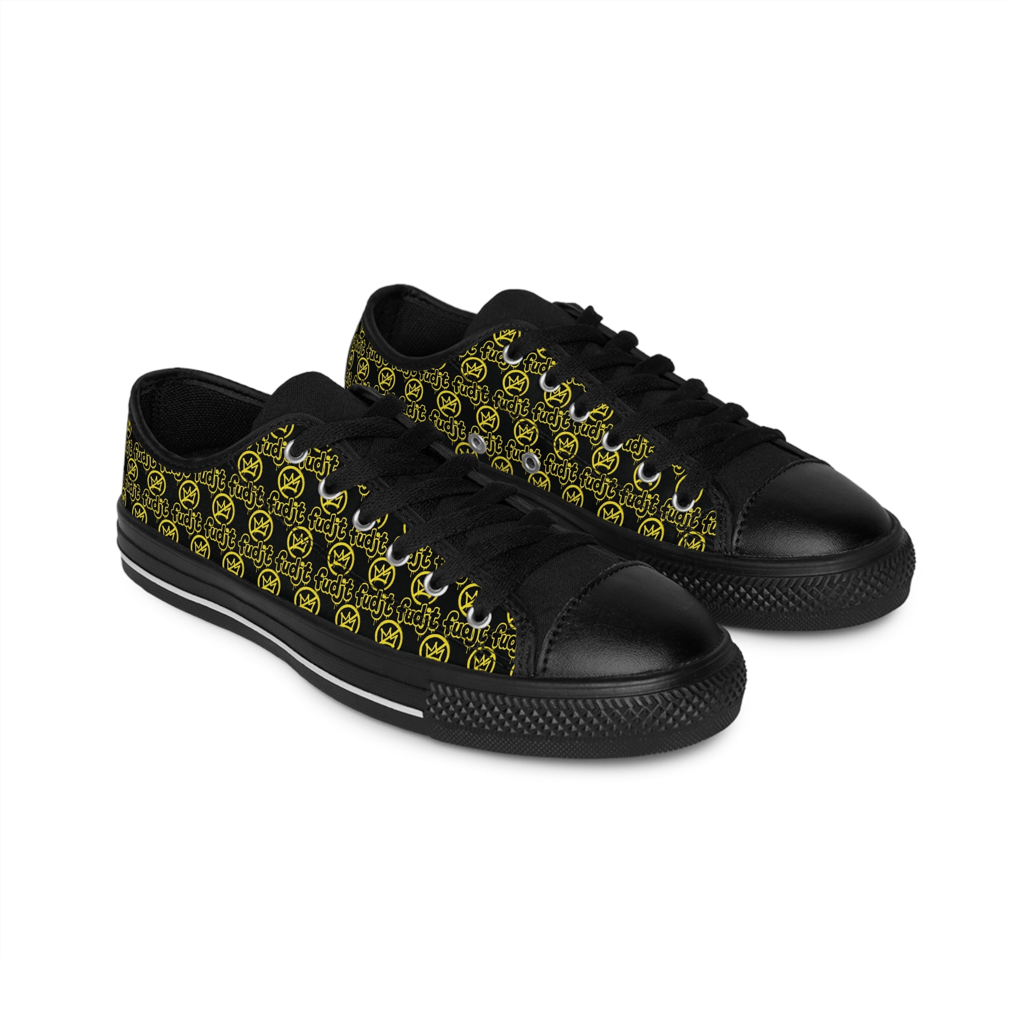 Black Golden fudjt No Kings Street Style Sneakers | Men & Boys All Over 1 Low Top