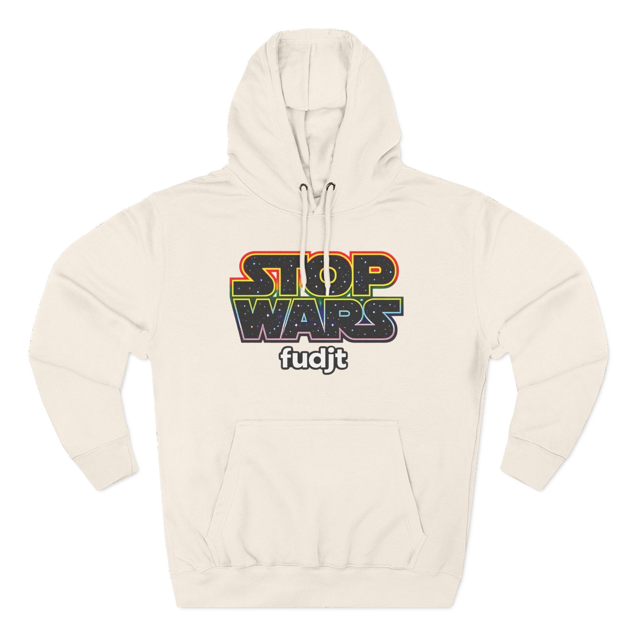 fudjt Stop Wars Hoodie – Premium Fleece Pullover with Retro Protest Graphic, White fudjt | 15 Colors