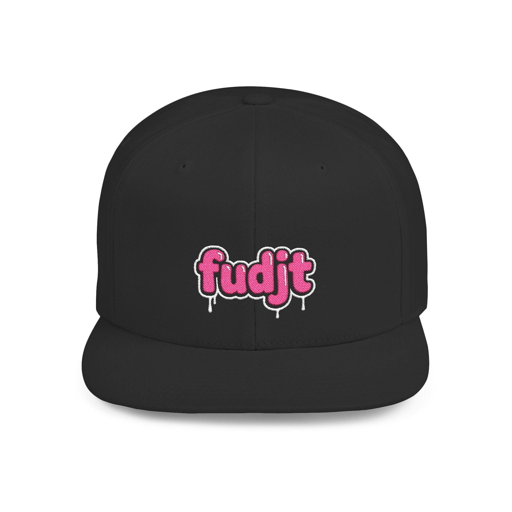fudjt Flat Bill Snapback Hat | Pink Drip Embroidery |  13 Colors