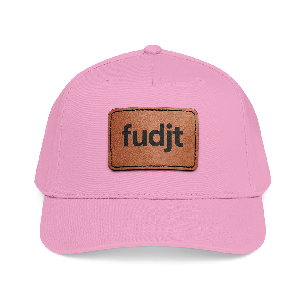 fudjt Leather Patch Baseball Cap — Mid Profile Trucker Hat | 14 Solid Colors