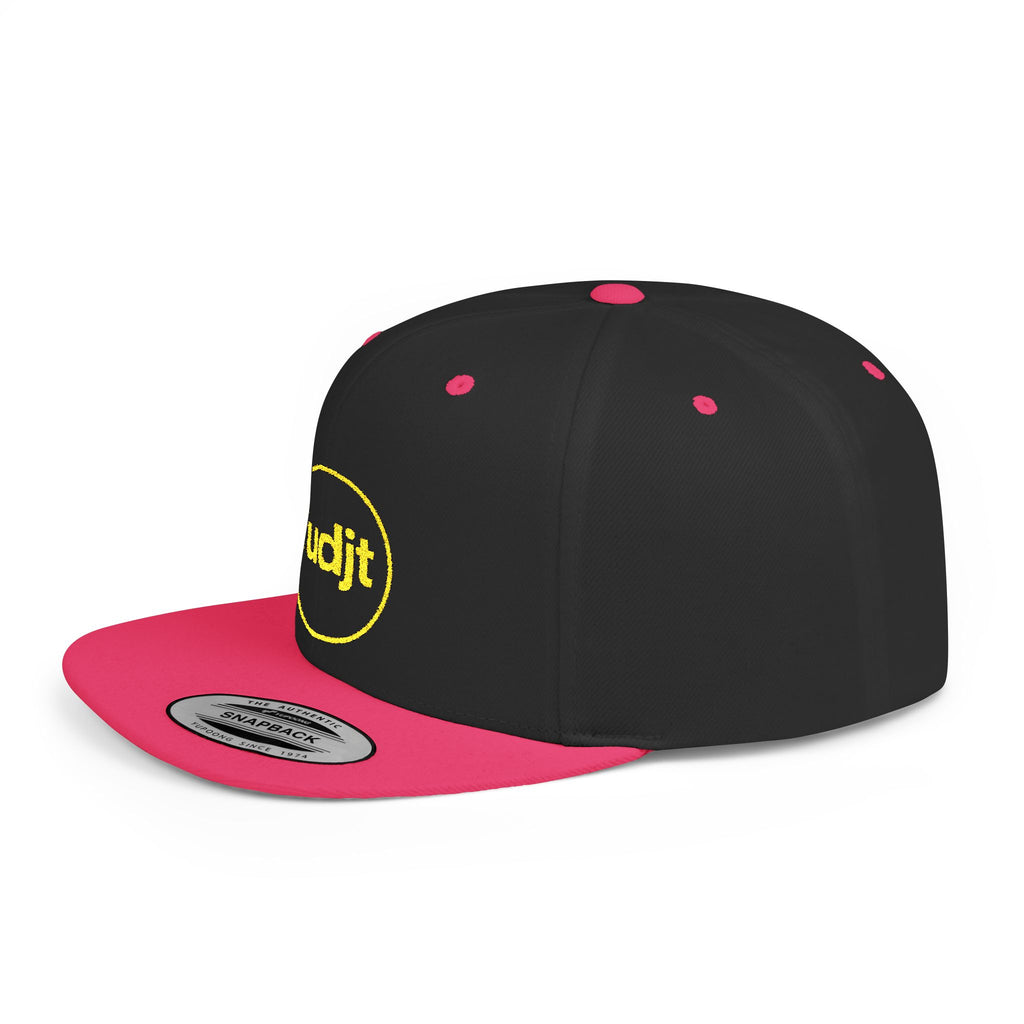 fudjt Circle Flat Bill Snapback Hat | Golden Yellow Embroidery |  14 Colors