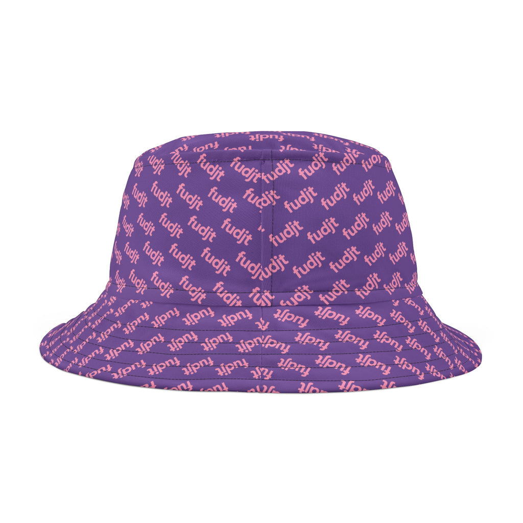 Trendy Pink fudjt All Over on Light Purple Bucket Hat