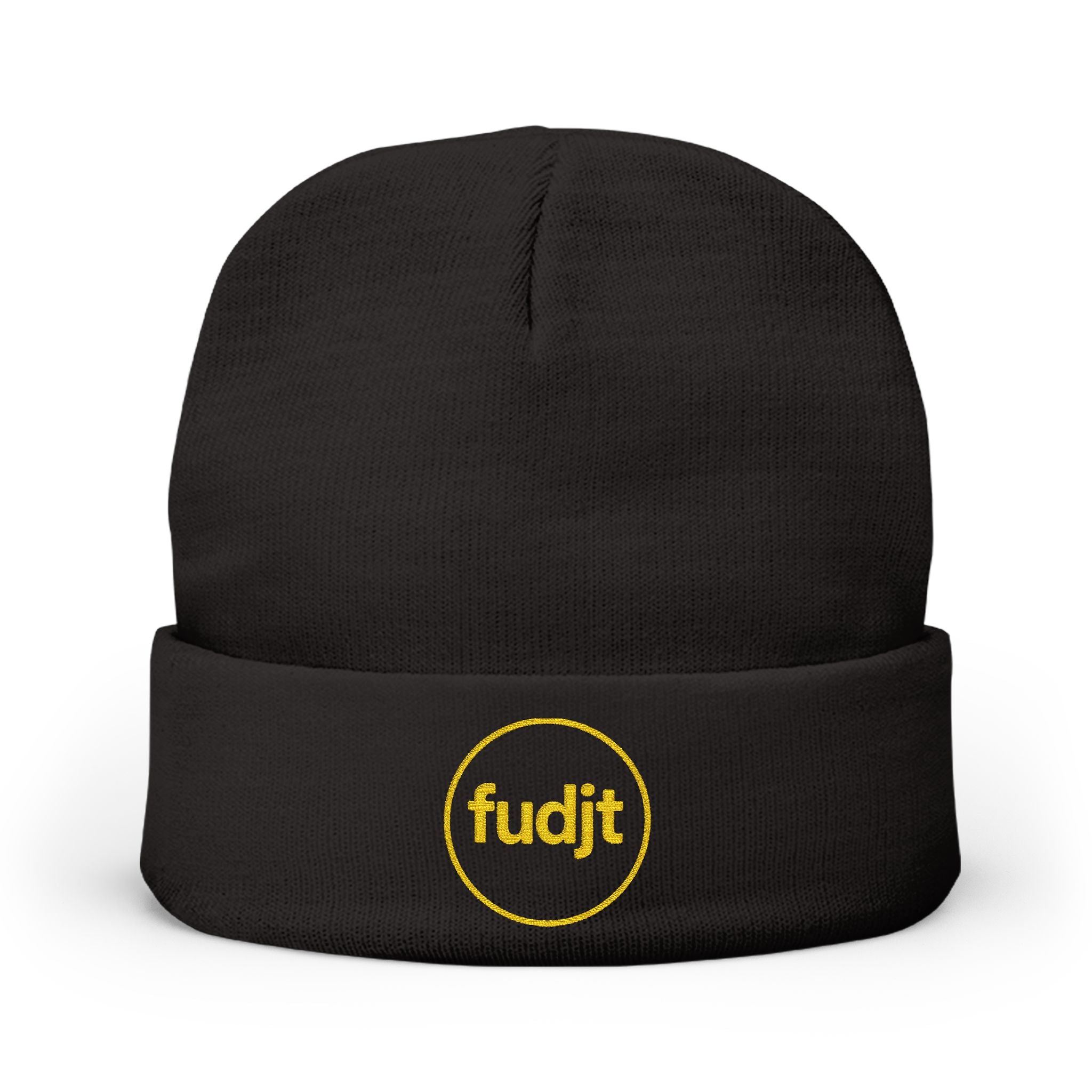 fudjt Circle Knit Beanie | Golden Yellow Embroidery | 5 Colors