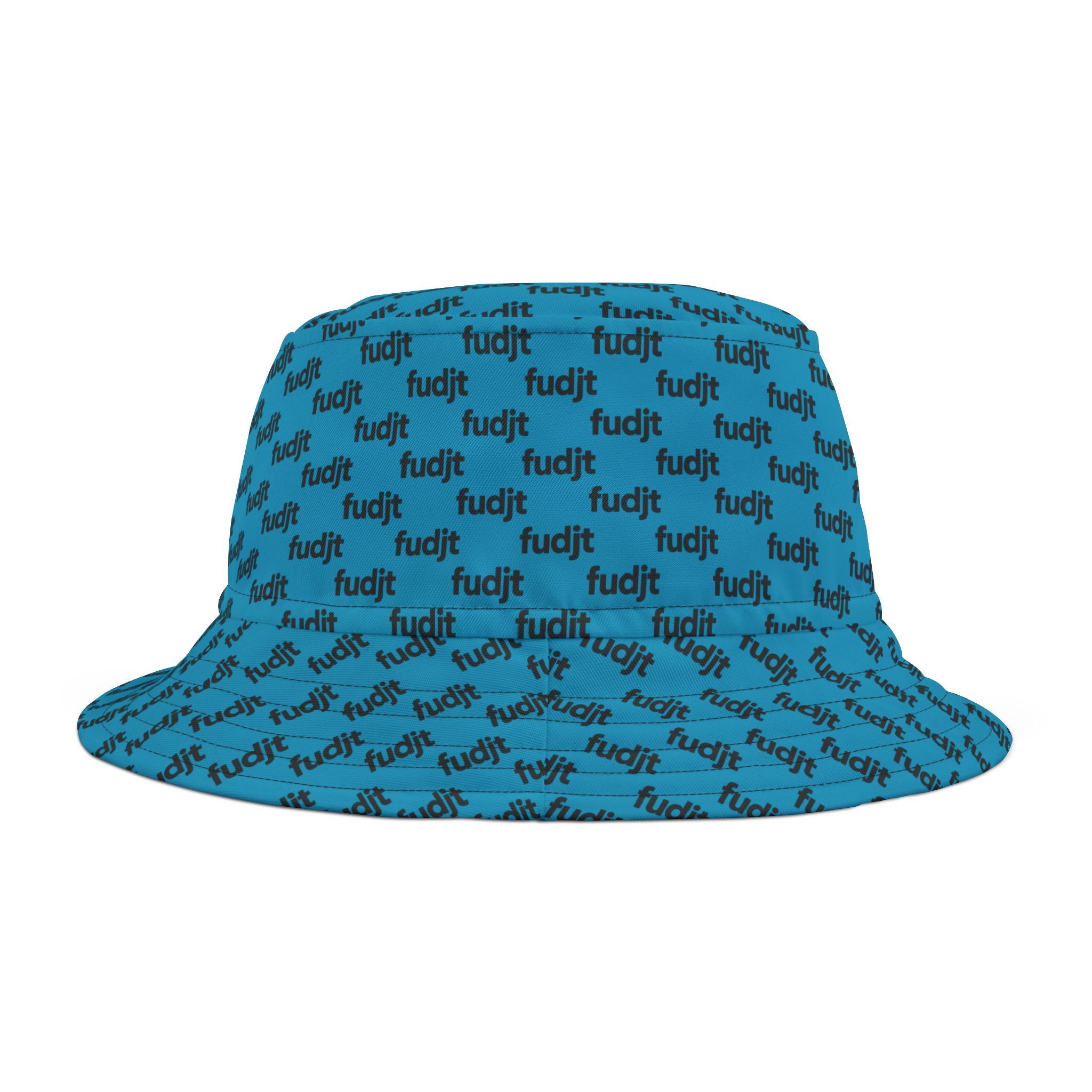 Trendy Black fudjt All Over Turquoise Bucket Hat