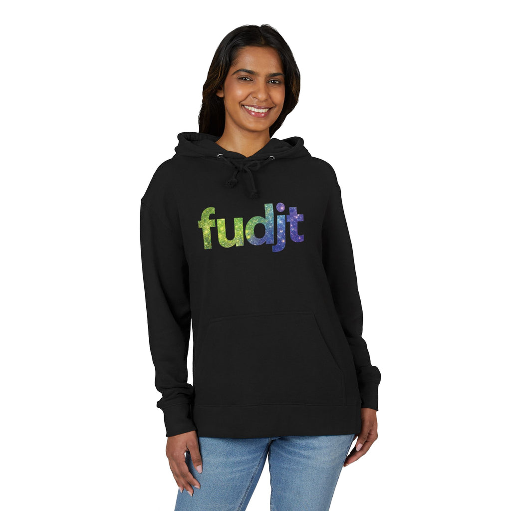 fudjt Galaxy French Terry Hoodie | Colorful Space Text | 6 Colors