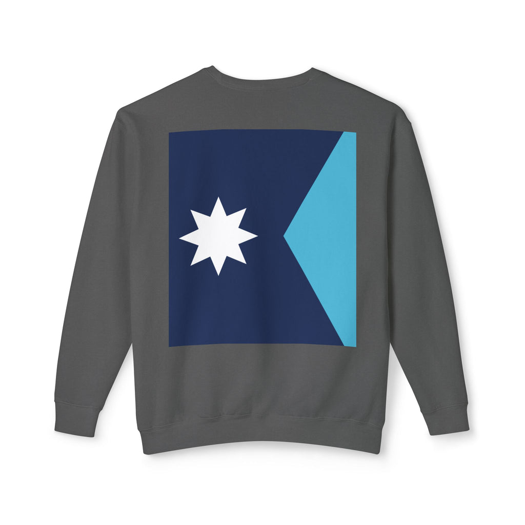 #BEGOOD Crewneck Sweatshirt — Blue Star Graphic Backside, Premium Casual Pullover | 7 Colors