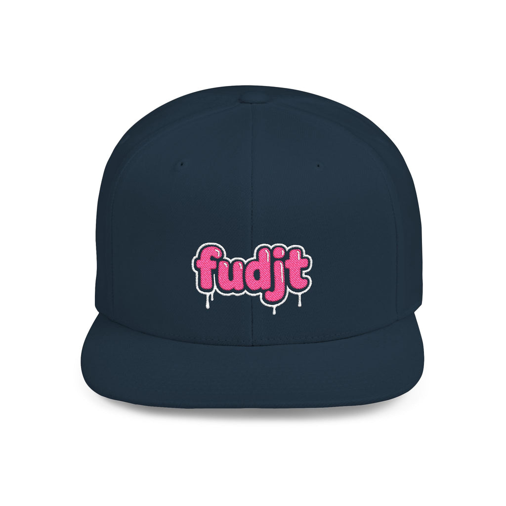 fudjt Flat Bill Snapback Hat | Pink Drip Embroidery |  13 Colors