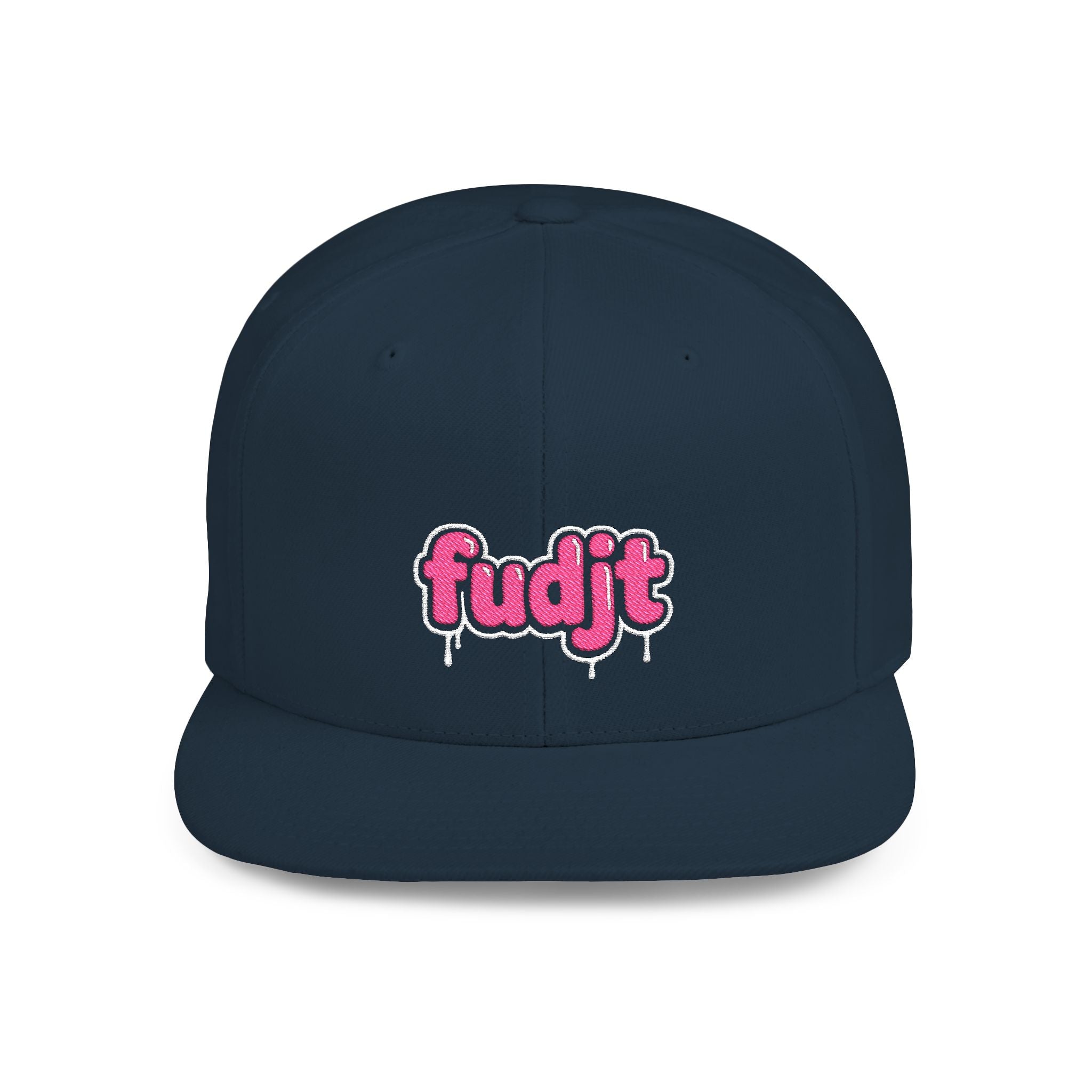 fudjt Flat Bill Snapback Hat | Pink Drip Embroidery |  13 Colors