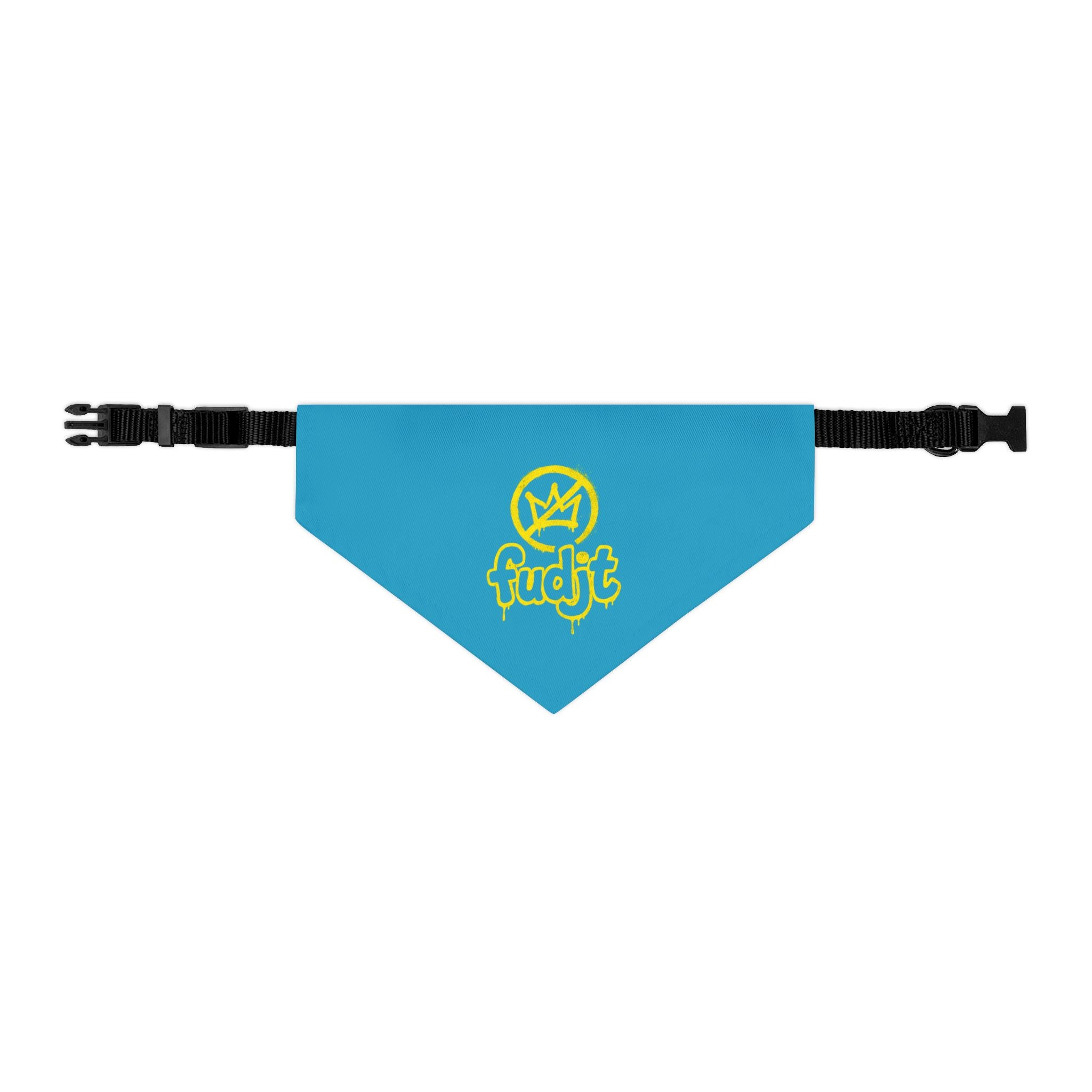 Turquoise Golden fudjt No Kings Bandana Collar for Dogs, Cats & More | 4 Sizes