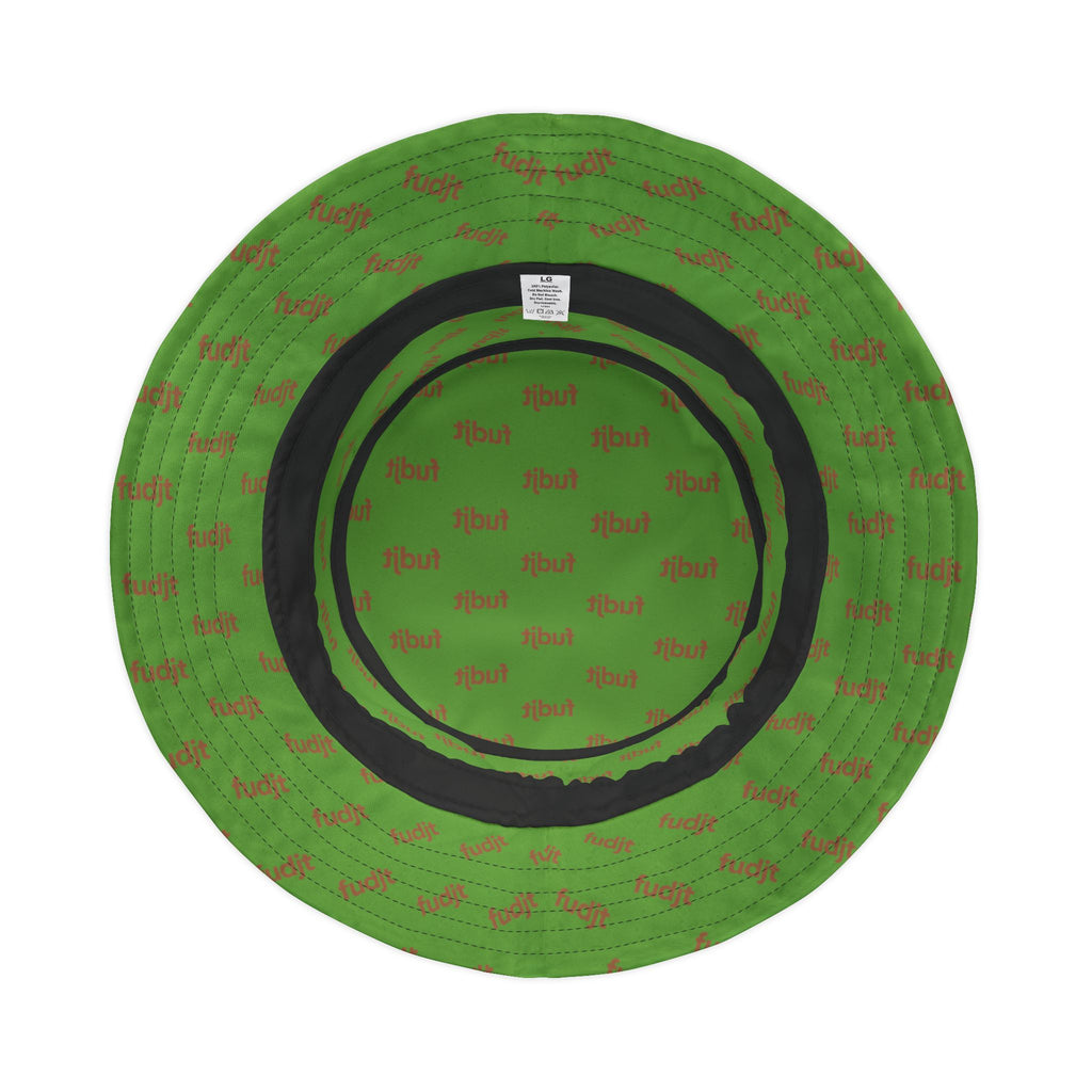 Trendy Brown fudjt All Over on Green Bucket Hat