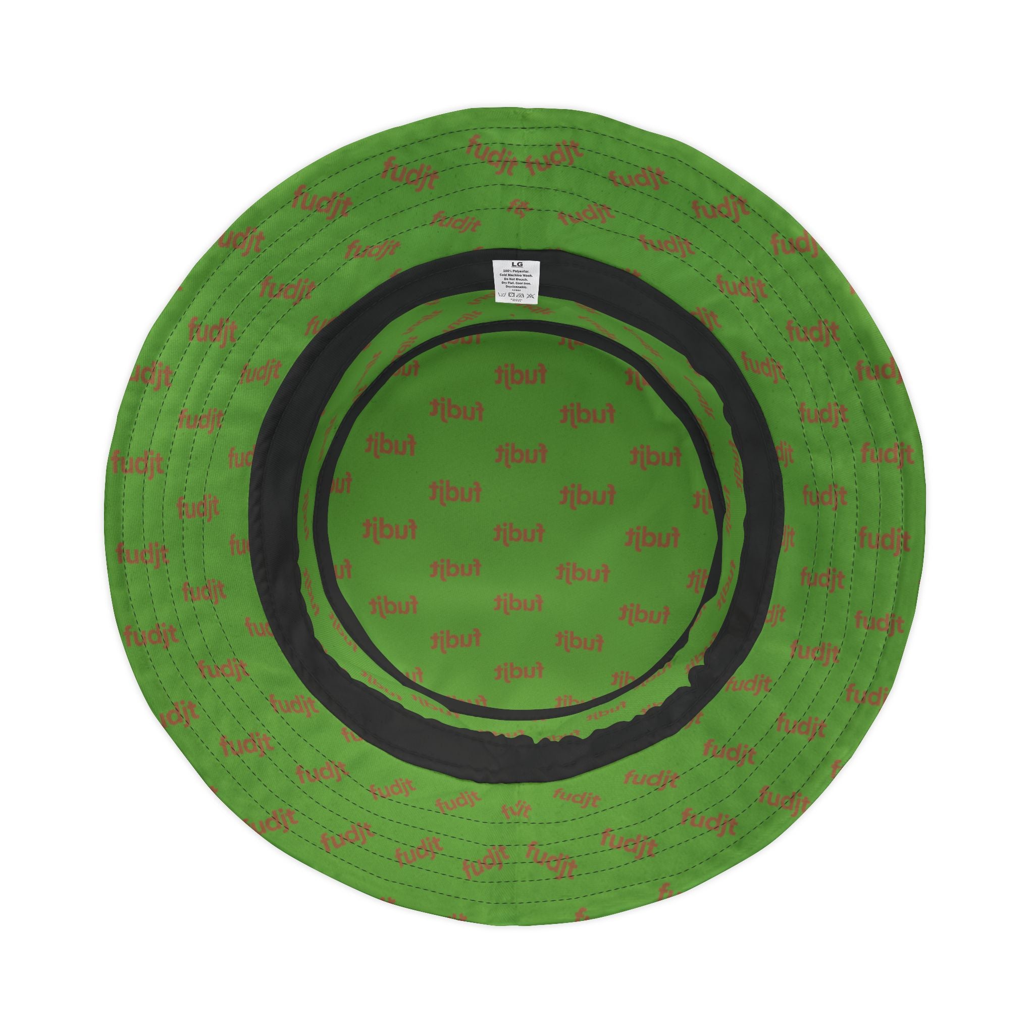 Trendy Brown fudjt All Over on Green Bucket Hat