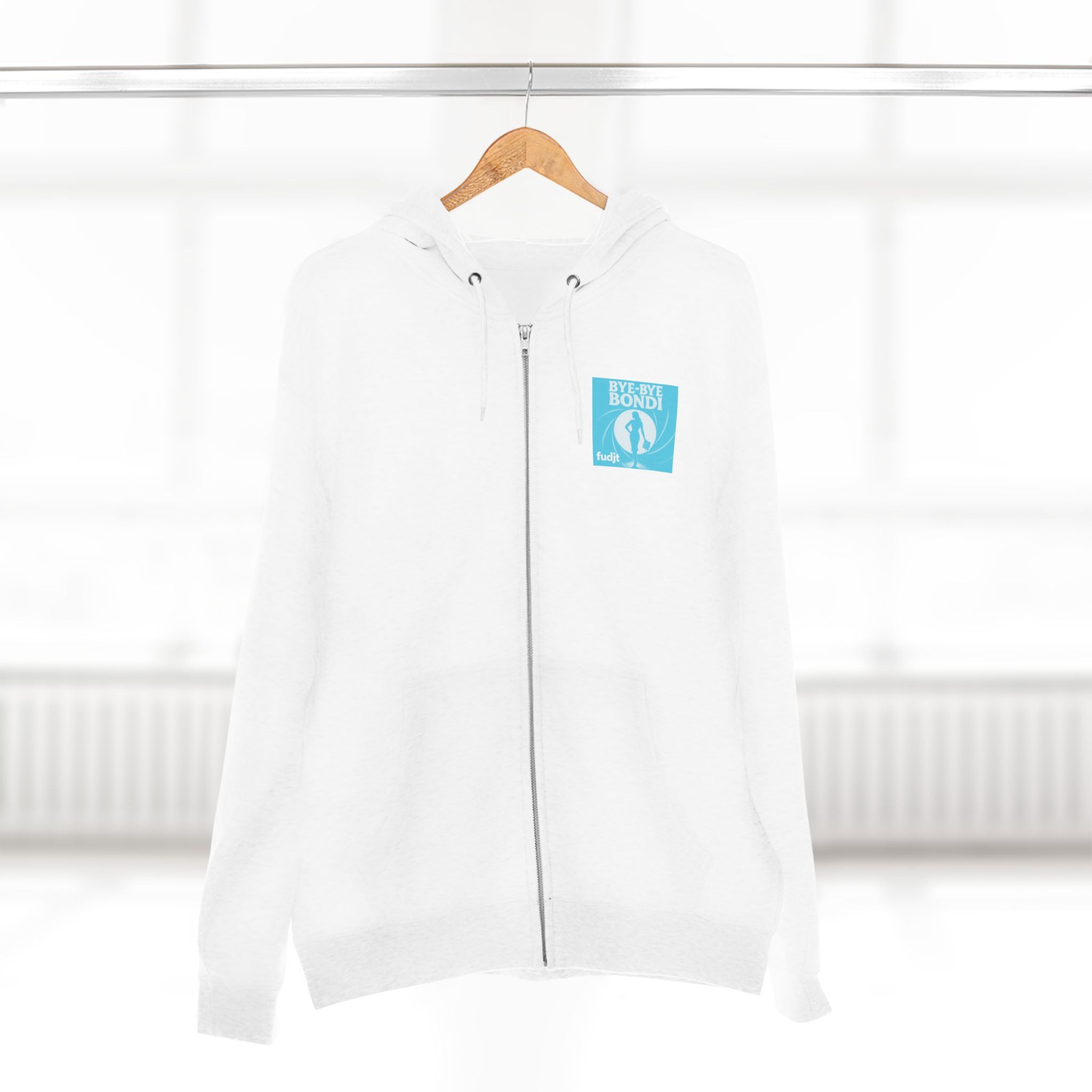 Bye-Bye Bondi | Blue Smoke Screen Retro fudjt Zip Hoodie | Front & Back Graphic | 8 Colors