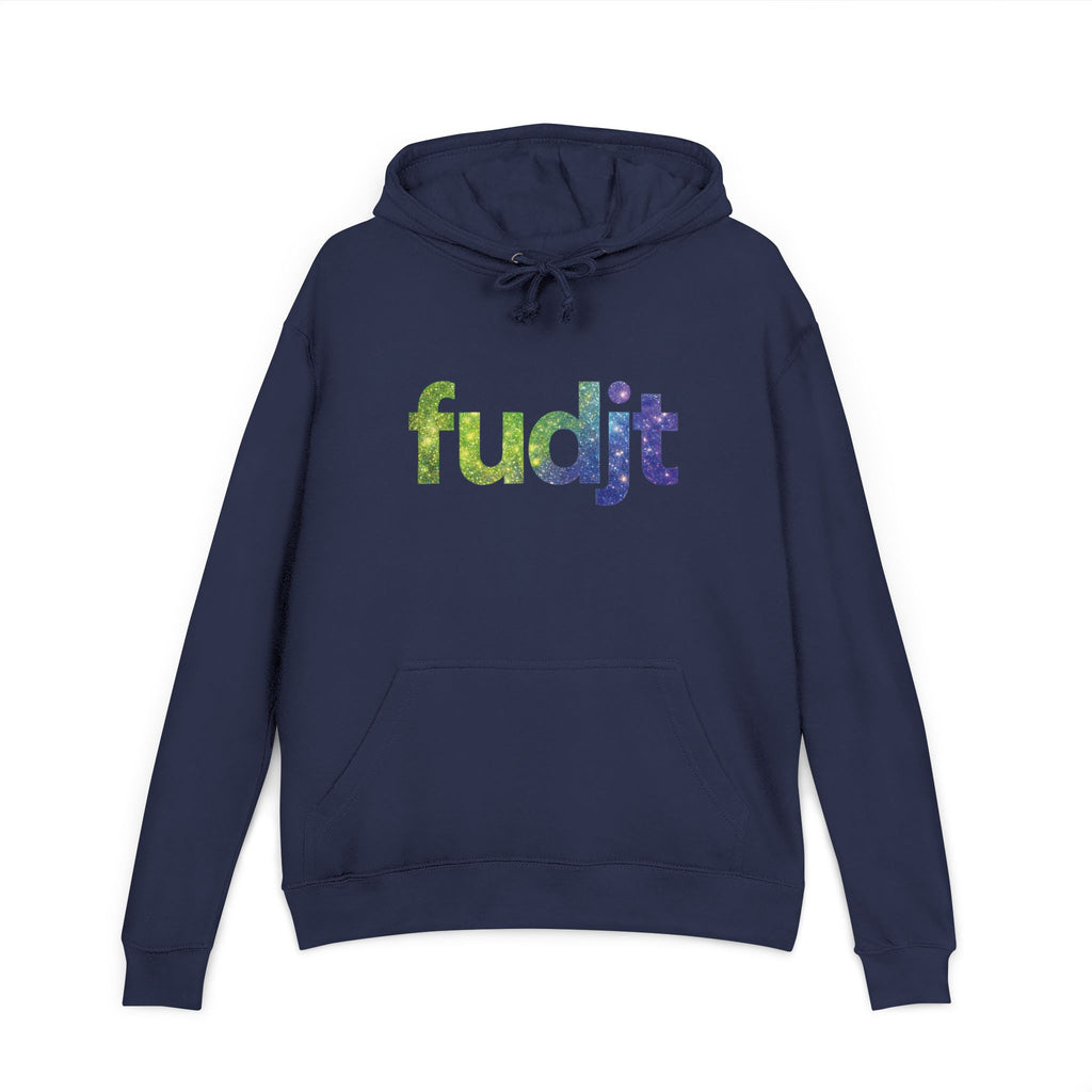 fudjt Galaxy French Terry Hoodie | Colorful Space Text | 6 Colors