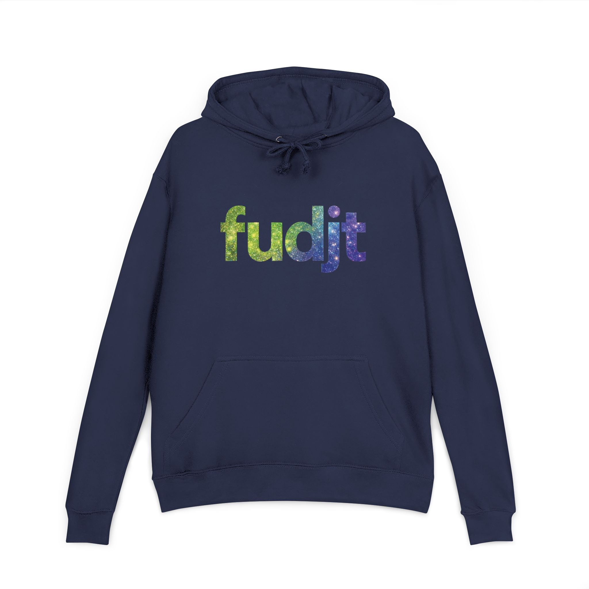 fudjt Galaxy French Terry Hoodie | Colorful Space Text | 6 Colors