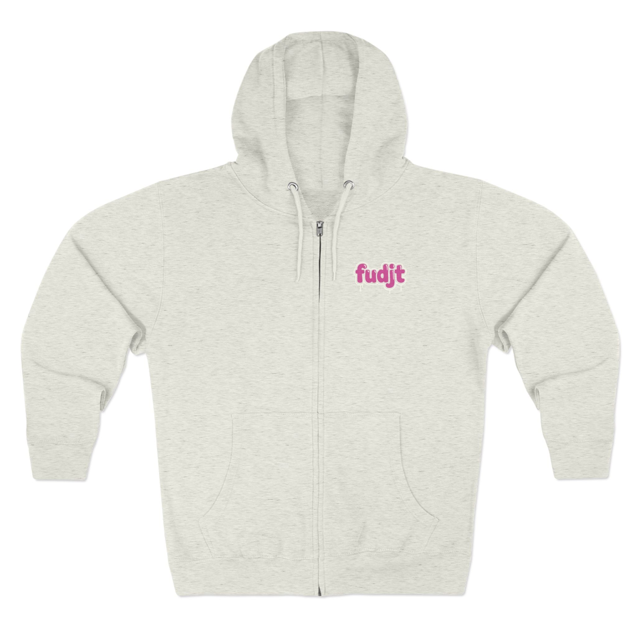 Zip Hoodie with Pink Drip fudjt | Front & Back Graphic | 8 Colors